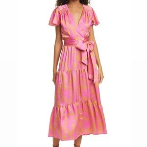 Tanya Taylor Pink Wrap Dress